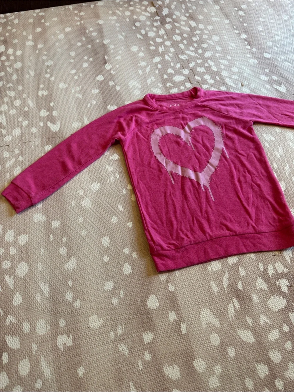 Chaser Girls Pink Drippy Heart Jersey Sweatshirt Top Size 5